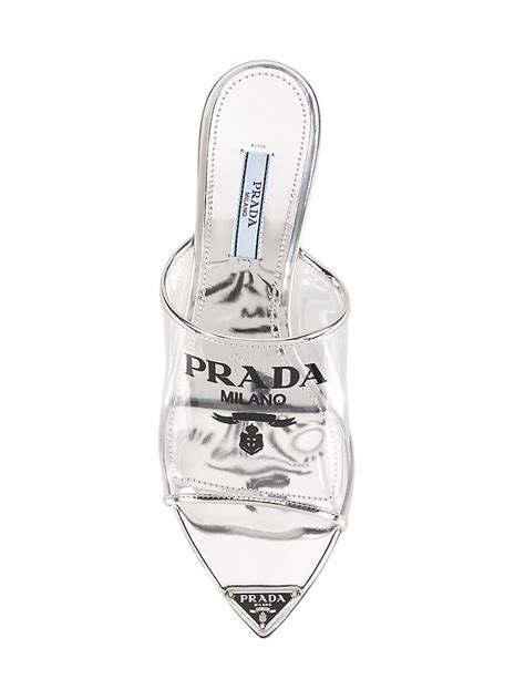 prada pvc logo mules|prada mules sale.